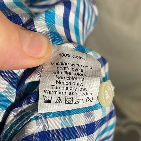 J. Crew Thompson Shirtings Collection Teal Blue White Plaid Button Down Size L - Picture 7 of 7